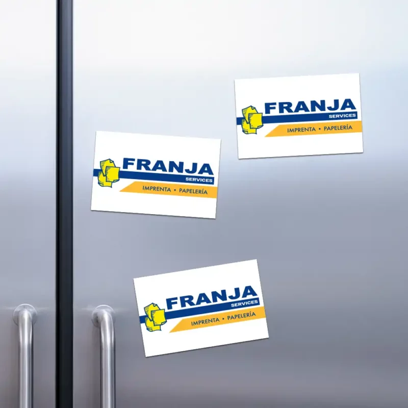 Imanes personalizados baratos. Tu logo en imanes para nevera. Papelería Franja Zamora