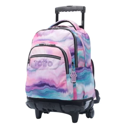 Mochila ruedas Totto renglones rosa pallay. Papelería Franja Zamora. Material escolar al mejor precio